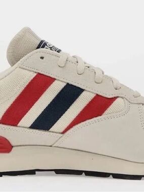 Adidas Cream Sneaker with Red & Navy Three Stripes
